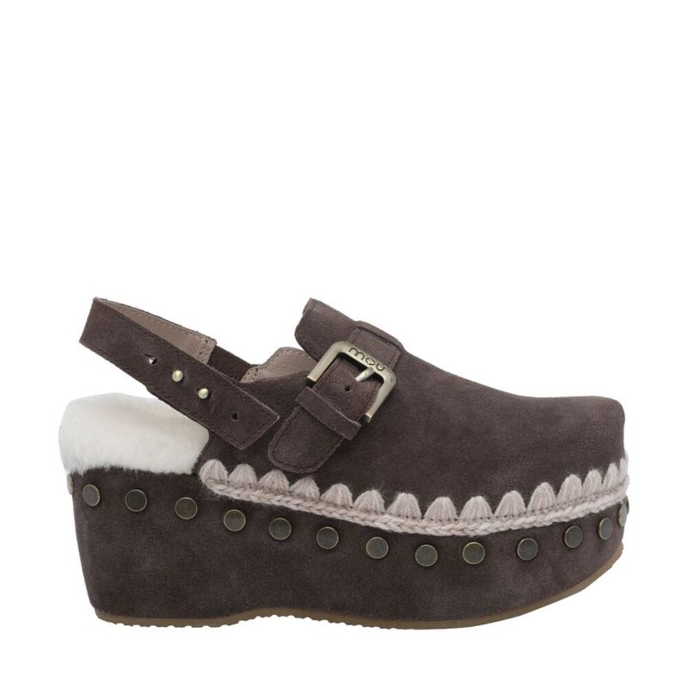 Mou Women Suede Back Strap Clog